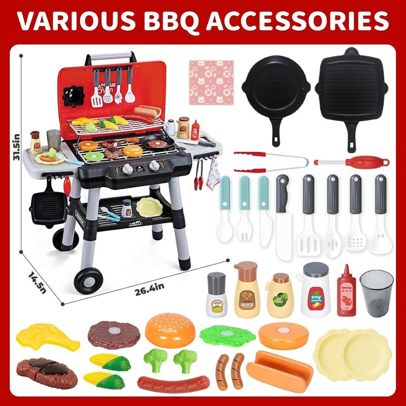 Kids BBQ Grill Play Kitchen Set – Lights, Sound & Smoke Toy6