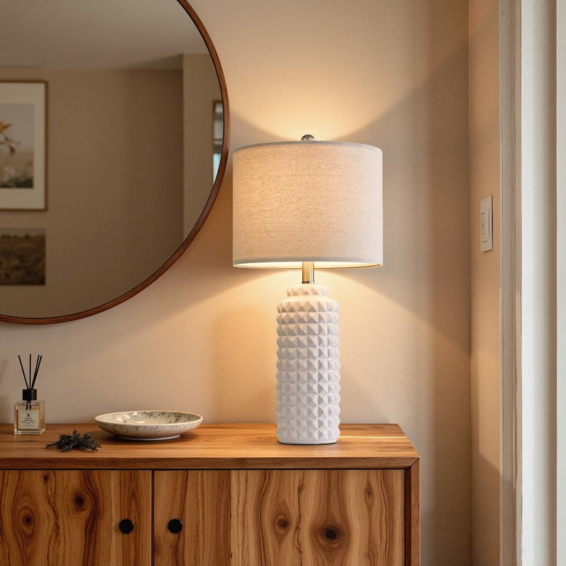 Set of 2 Modern Ceramic Table Lamps 24.5" for Bedroom & Living Room White2