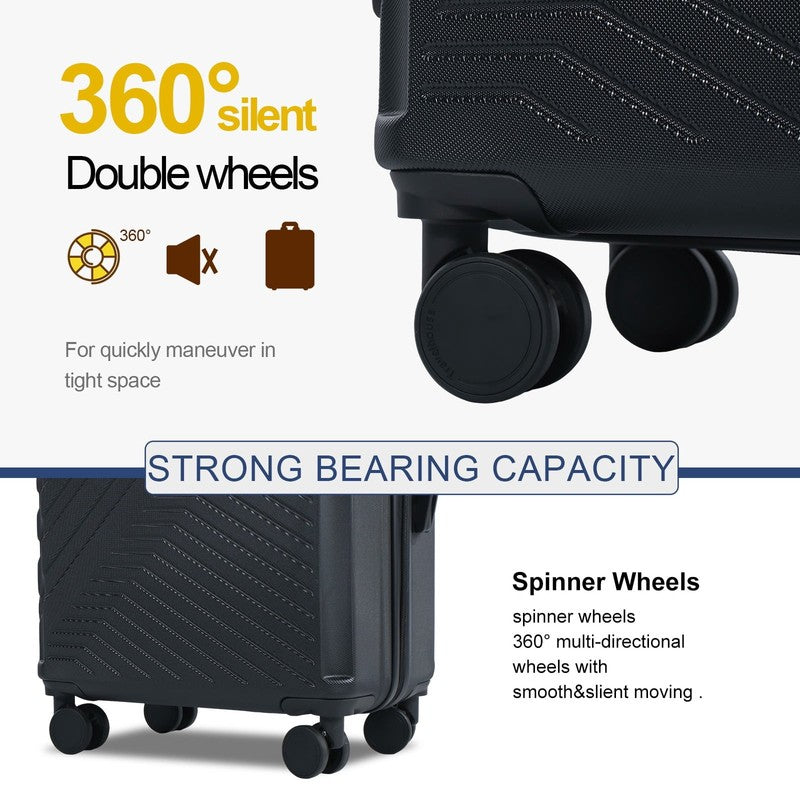 3Pc Hardside Luggage Set TSA Lock Spinner Wheels 20 24 28in Black2