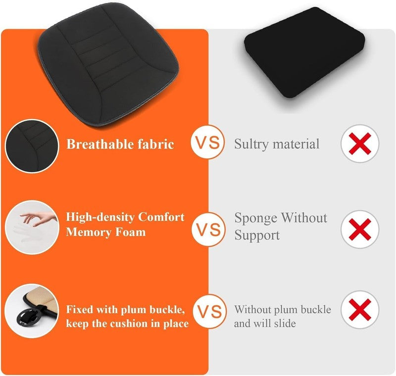 Car Seat Cushion 1.2" Memory Foam for Car & Office Chair – Black6