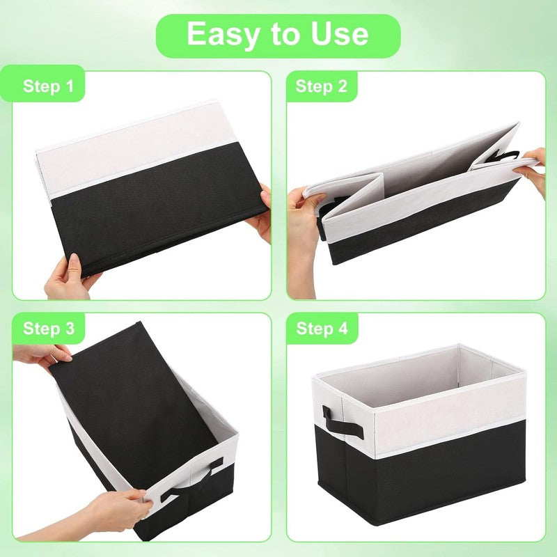 4 Pack Large Fabric Storage Bins with Handles, Collapsible Closet Cubes Black3