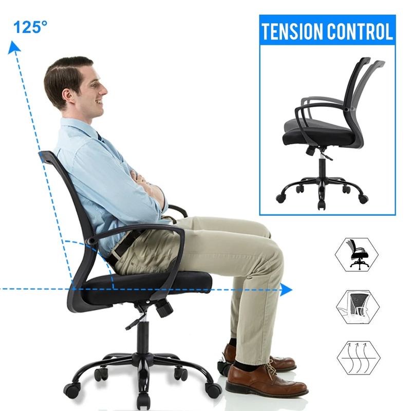 Ergonomic Office Chair with Lumbar Support & Adjustable Armrests - Black1