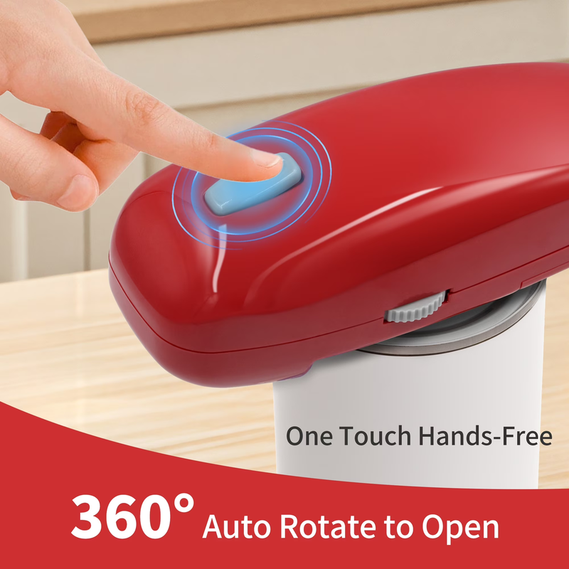 Electric Can Opener One Touch Hands Free Smooth Edge Automatic Red8