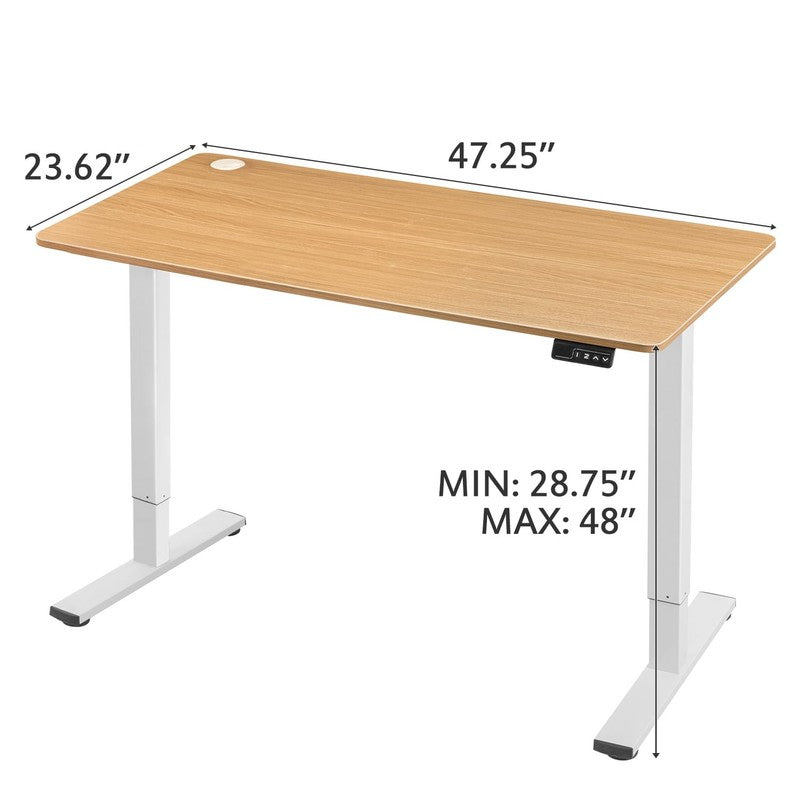48"×24" Electric Height Adjustable Standing Desk T Shaped Metal White/Wood6