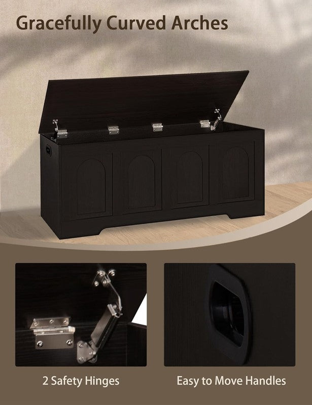 47.2'' Wooden Storage Chest Trunk Flip Top Entryway Shoe Bench Espresso7
