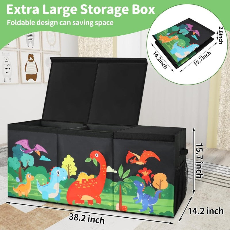 Extra Large Kids Toy Box Foldable Dinosaur Storage Bin Organizer Black3