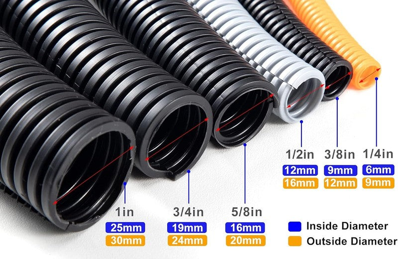 100 FT 1/4” Wire Loom Split Tubing Auto Wire Conduit Flexible Cover1