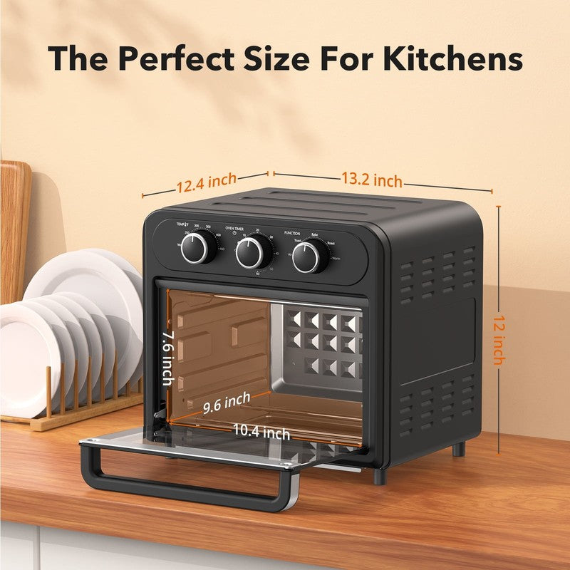1700W Air Fryer 14.8QT 5 in 1 Toaster Oven Oil Less Stainless Black3