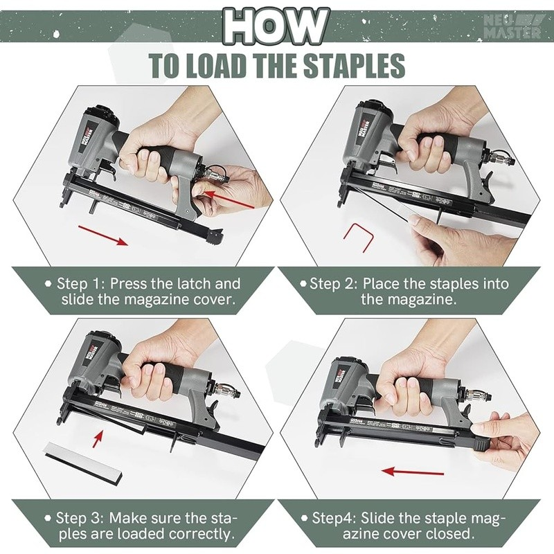 Pneumatic Staple Gun 20 Gauge Upholstery Stapler 1500 T50 Staples Air Tool New5