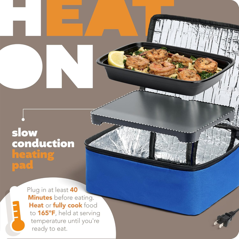 Mini Heated Lunch Box 120V Portable Electric Food Warmer Blue1