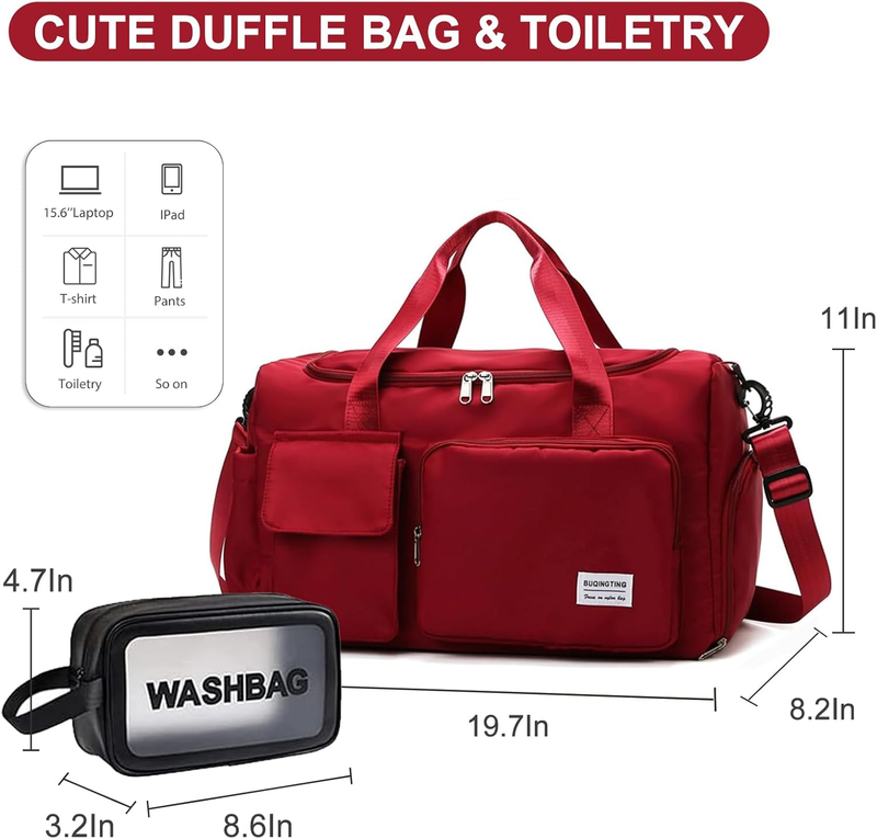 Women Gym Duffle Bag Travel Weekender Carry On w/ Shoe Compartment2