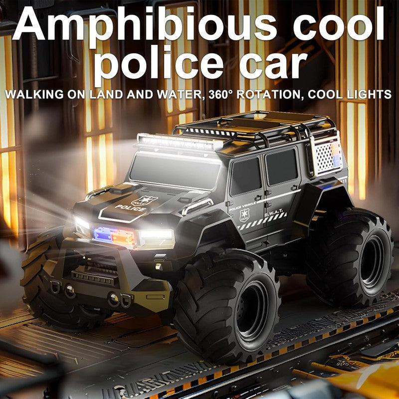 Amphibious 1:14 Waterproof RC Police Car with Lights for Kids Ages 6 125
