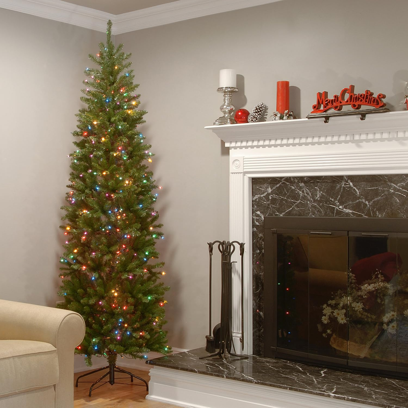 6.5ft Pre Lit Kingswood Fir Slim Artificial Christmas Tree 250 Multicolor Lights1