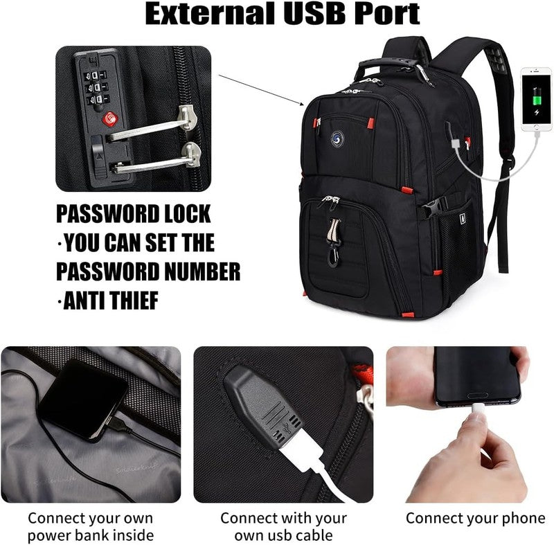 Extra Large 50L Travel Laptop Backpack with USB Charging Port, College High Scho2