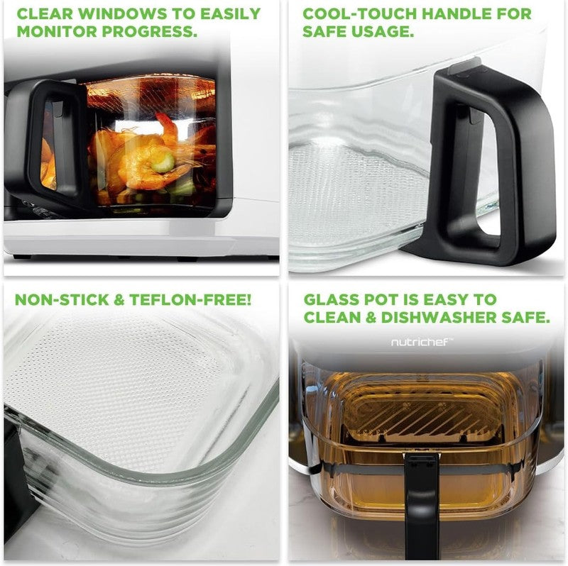 5.8Qt Air Fryer 8-in-1 w/ Transparent Bowl Precise Temp Control White2