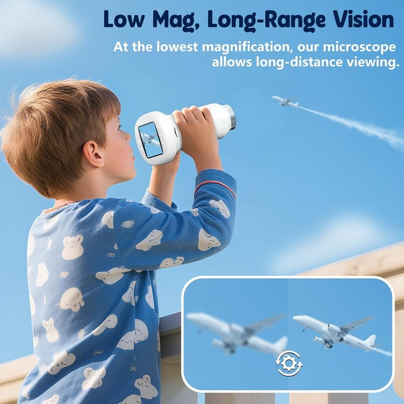 Kids 1000X Handheld Digital Microscope 4K 2.4" Display w/ 12 Slides – White5