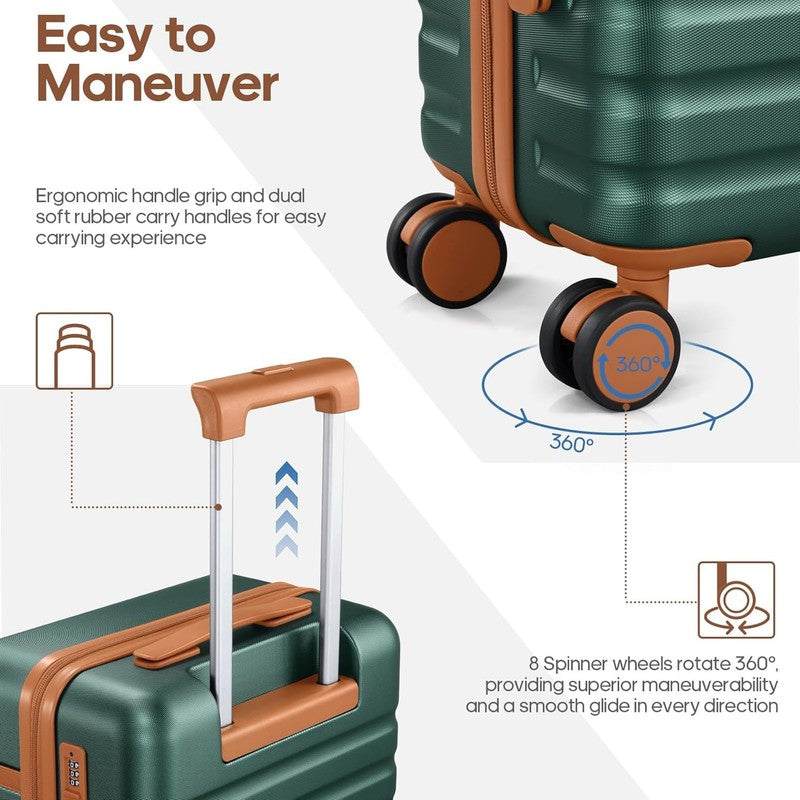 3 Piece Luggage Set 20" Carry On Spinner Hardside Suitcase w/ TSA Lock Green2