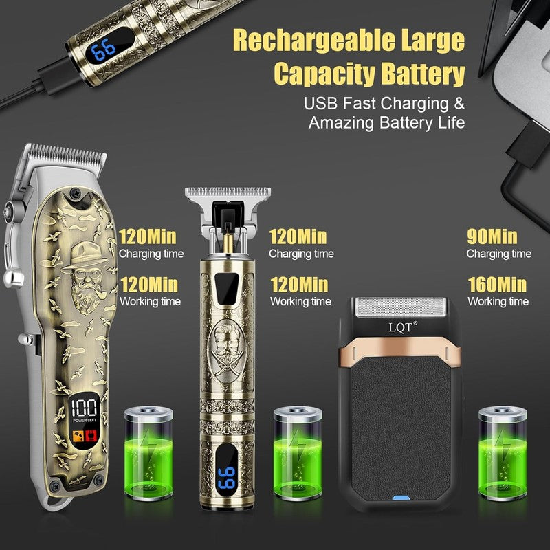 Cordless Professional Hair Clipper Set for Men - Grooming Kit in Bronze3