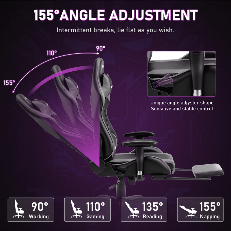Game Chair,Ergonomically Designed Computer Chair with Headrest and 2D Armrests,W5