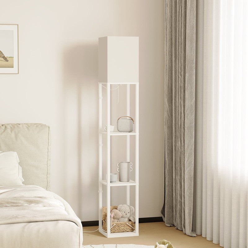 63" White LED Floor Lamp with Shelves, Modern Standing Lamp w/ Storage10