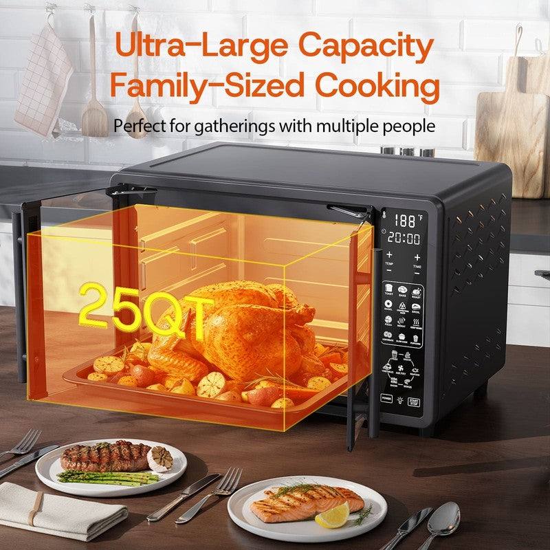 25 QT French Door Air Fryer Toaster Oven Combo, Bake, Broil, Roast, 19 Cooking F5
