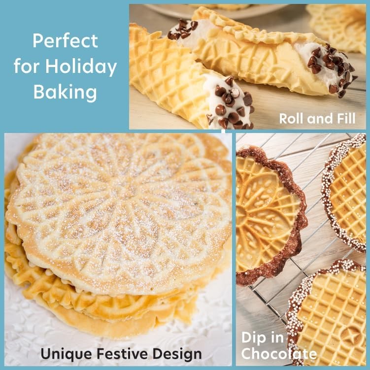 Pizzelle Maker Nonstick Electric 2-Cookie Press Italian Holiday Baking Supplies3