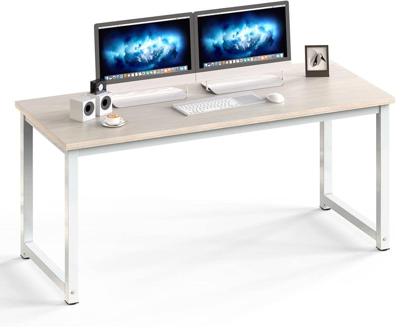 63'' Large 2 Person Office Desk Wide Computer Writing Desk White Oak6