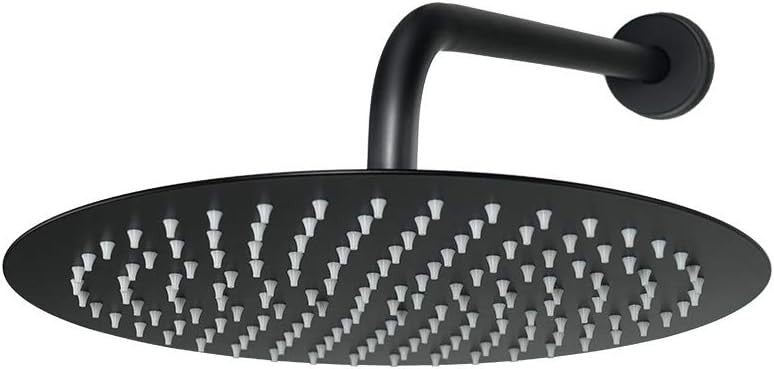 12" Matte Black Rain Shower Head, Ultra-Thin High Pressure Stainless Steel4