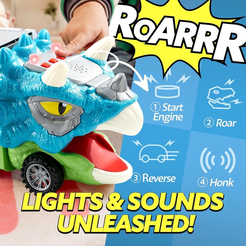 13 in 1 Dinosaur Toys for Kids 3 5, Triceraptor Dinosaur Truck with 12 Pull Back1