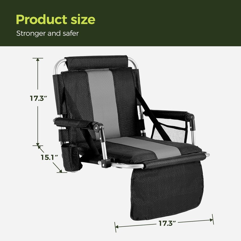 Portable Stadium Chair Stadium Seat for Bleacher with Cup Holder, Gray5