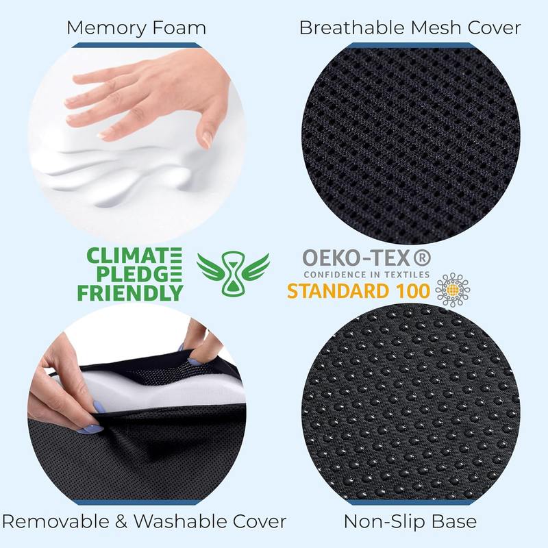 Cooling Gel Seat Cushion Memory Foam Tailbone Pain Relief Black6