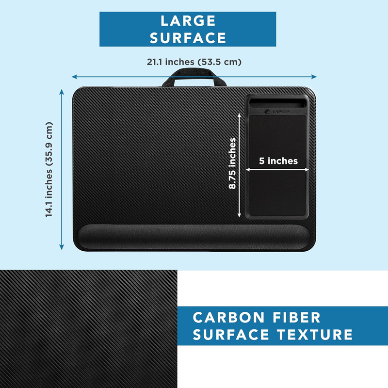 Home Office Pro Lap Desk with Wrist Rest, Mouse Pad, and Phone Holder   Black Ca4