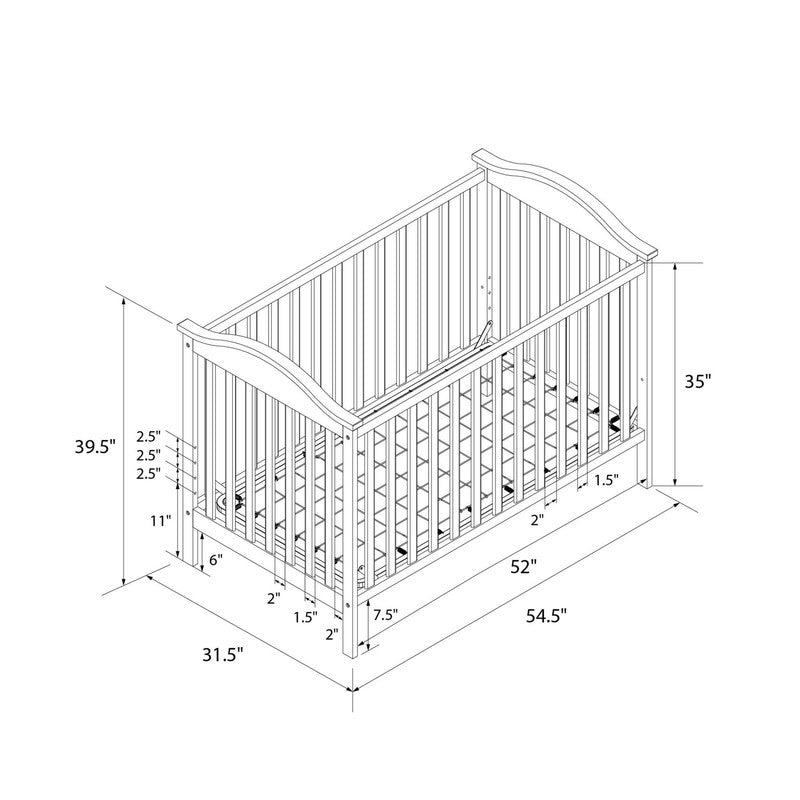 Adele 3-In-1 Convertible Crib, White10
