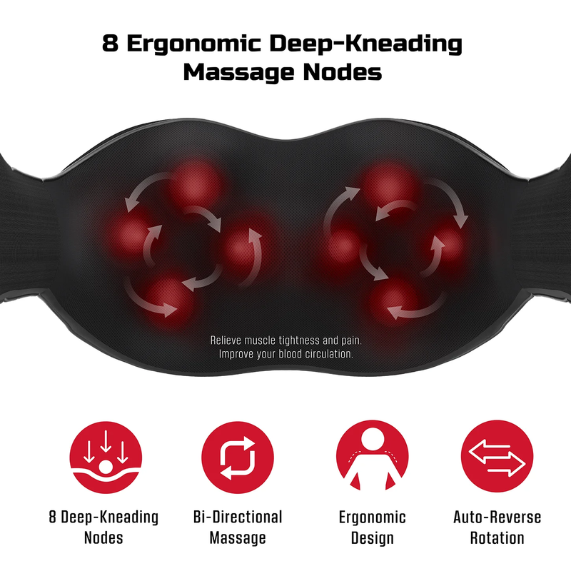 Cordless Shiatsu Shoulder Back Neck Massager w/ Heat USB Rechargeable Black3