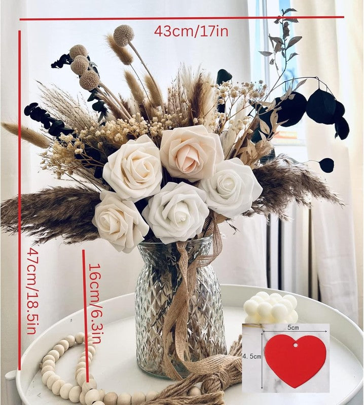 100-Pcs Artificial Flowers with Vase Dining Table Centerpiece Home Decor7