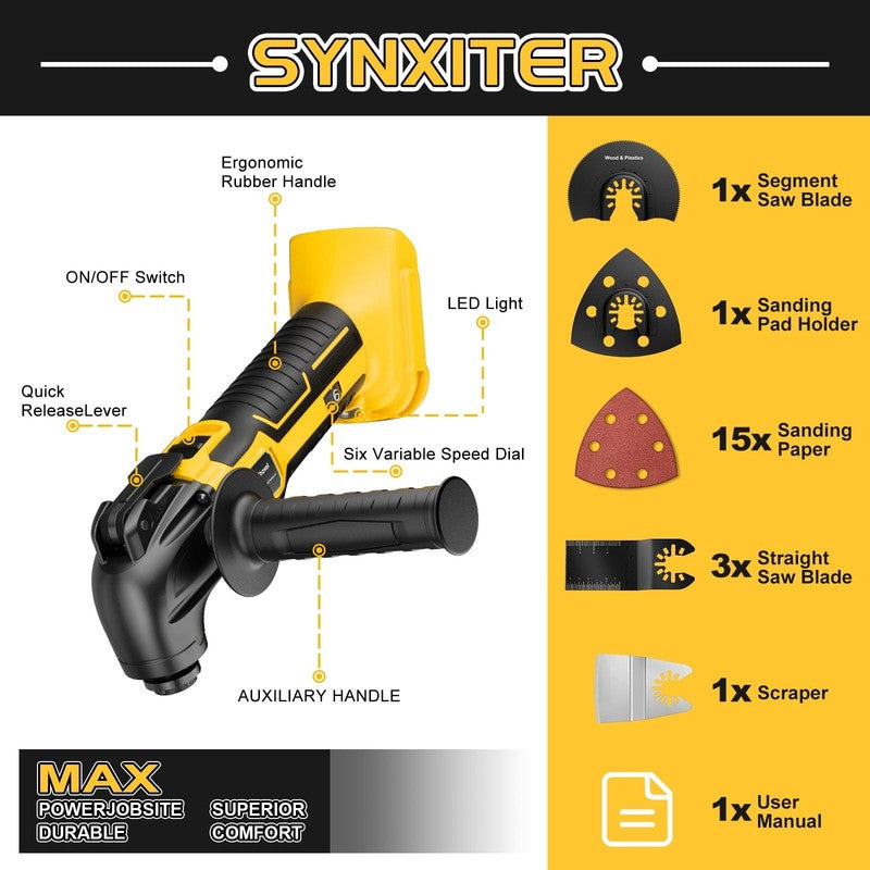 Cordless Oscillating Tool 6 Speed Brushless 22Pc Multi Tool Kit6