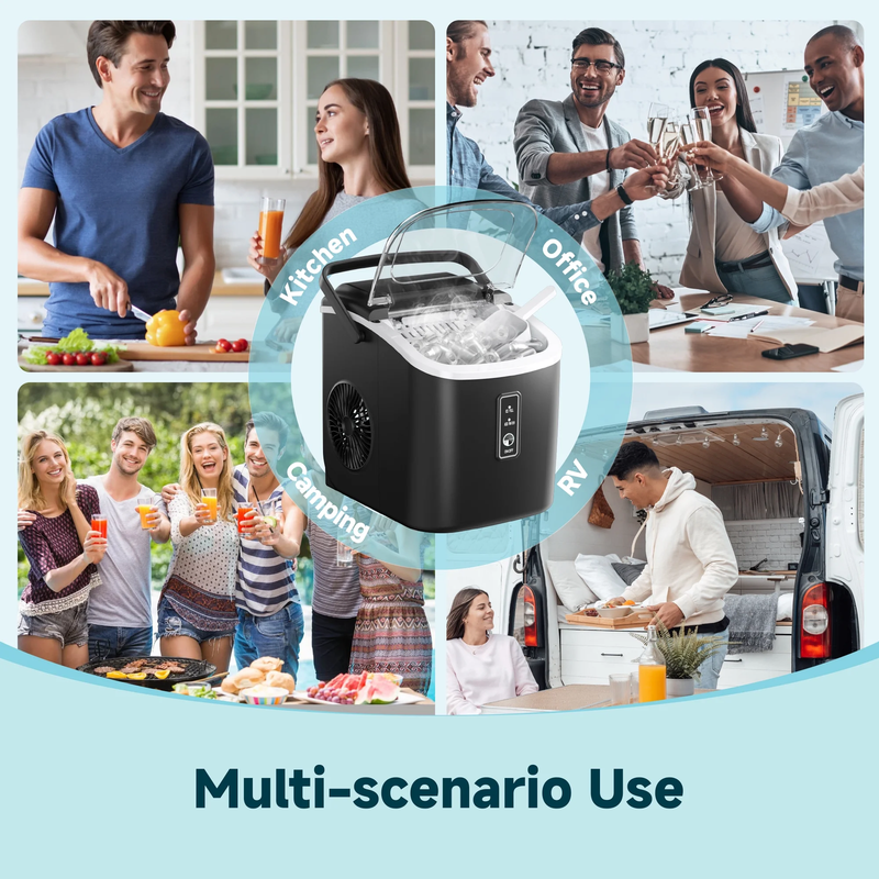 Portable Countertop Ice Maker 26Lbs/24H Self Cleaning w/ Basket & Scoop7