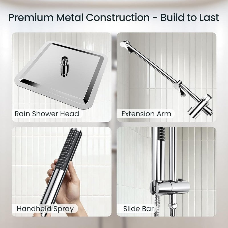 10in All Metal Rain Shower Head w Handheld High Pressure Dual Chrome5