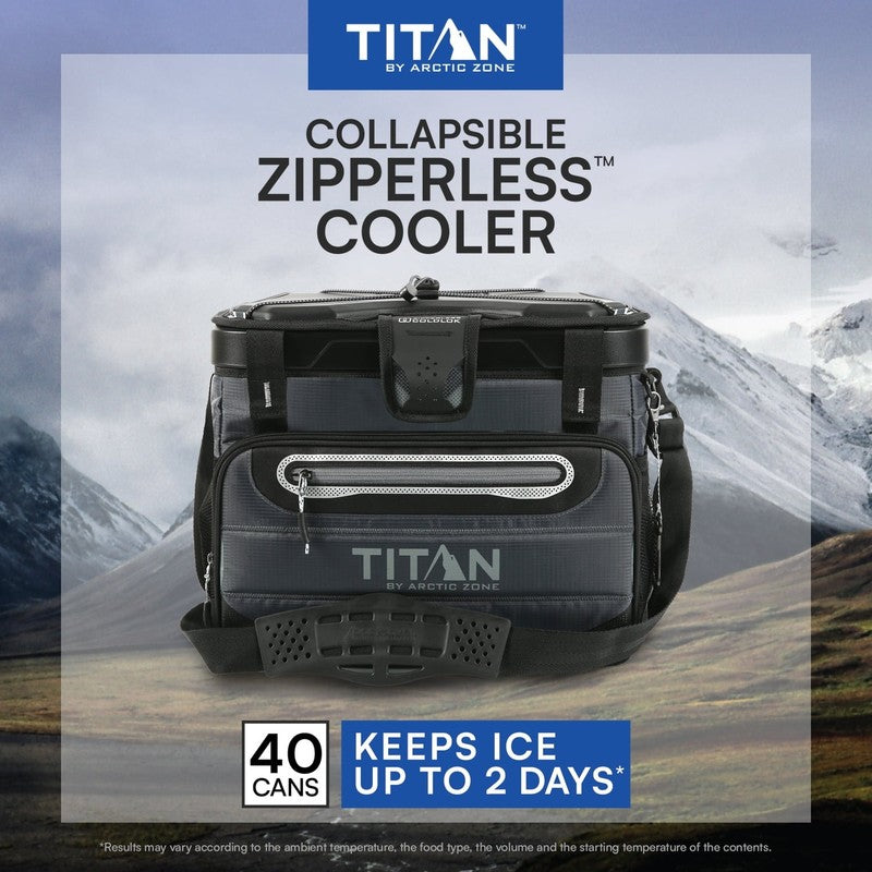 40 Can 27 Quart Collapsible Zipperless Soft Cooler Basalt Gr2