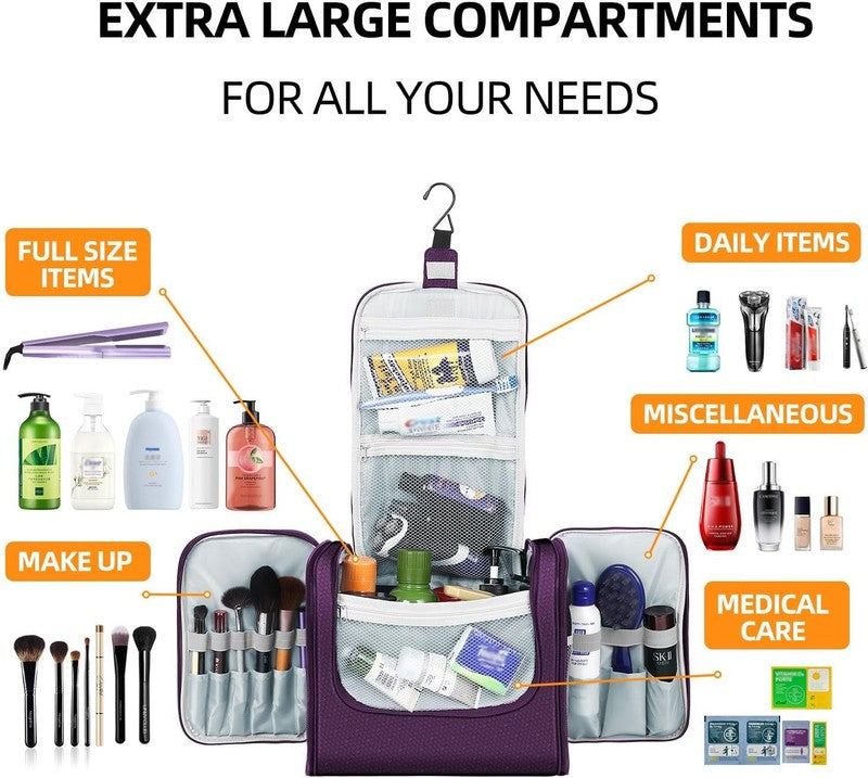 Buruis Extra Large Hanging Toiletry Bag Travel Dopp Kit Water-Resistant Purple2