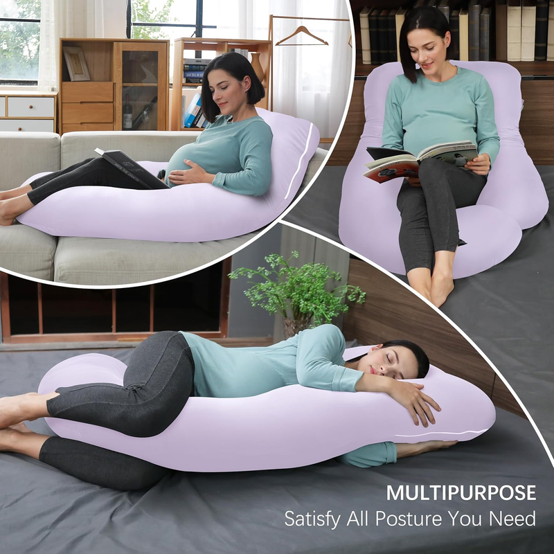 U Shaped Pregnancy Maternity Pillow 57" Full Body Sleep Support Purple5