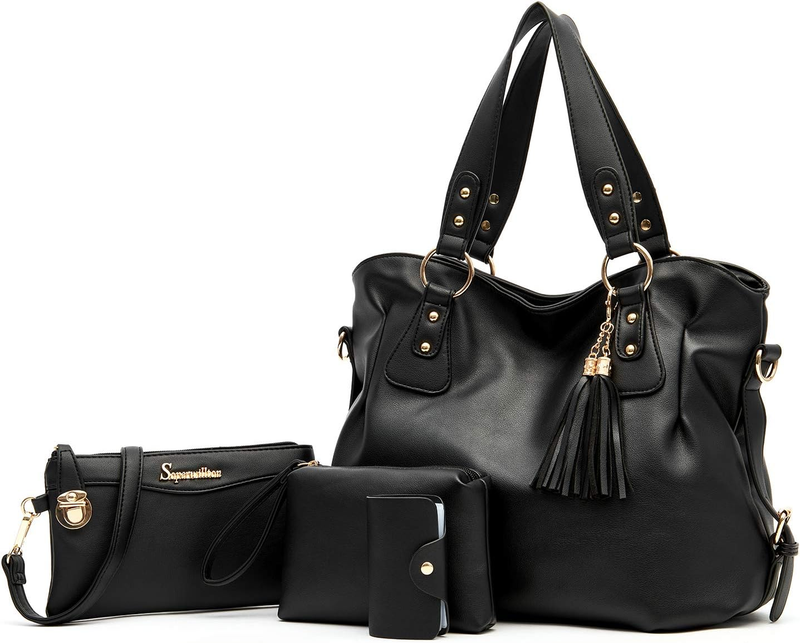 4Pc Women’s Handbag Set Shoulder Top Handle Satchel Hobo Tote Purse7