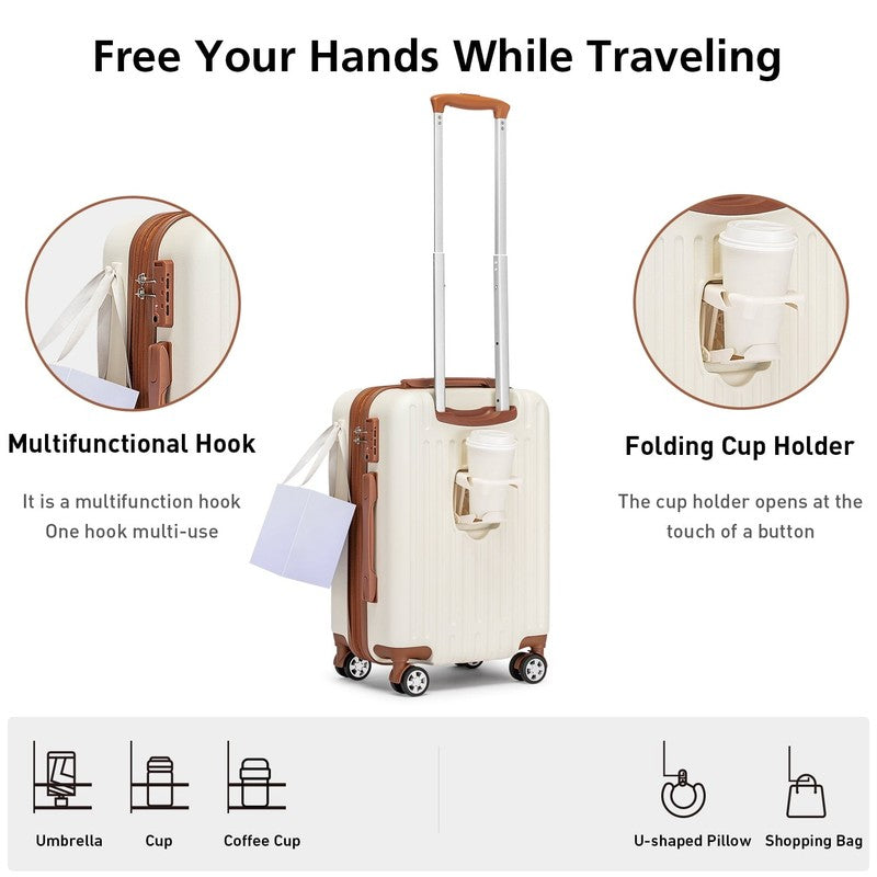 3PCS 20" Carry On Luggage Set TSA Lock Spinner Wheels Travel Suitcases1
