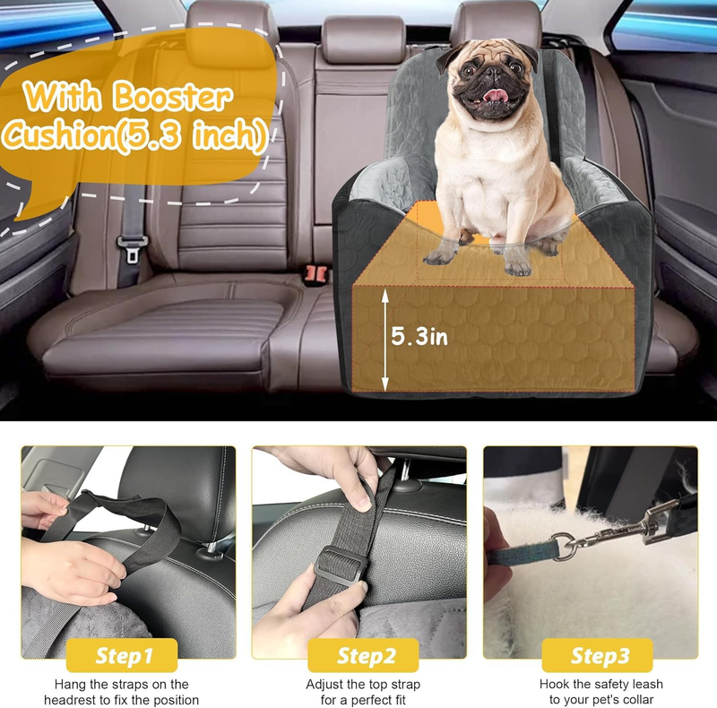 Dog Car Seat for Small/Medium Dogs, Memory Foam Dog Booster Seat, Travel Safety 4