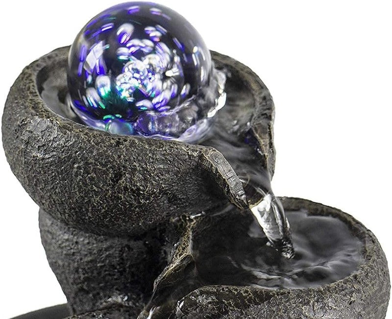3-Step Tabletop Waterfall Fountain LED Modern Office Desktop Decor6