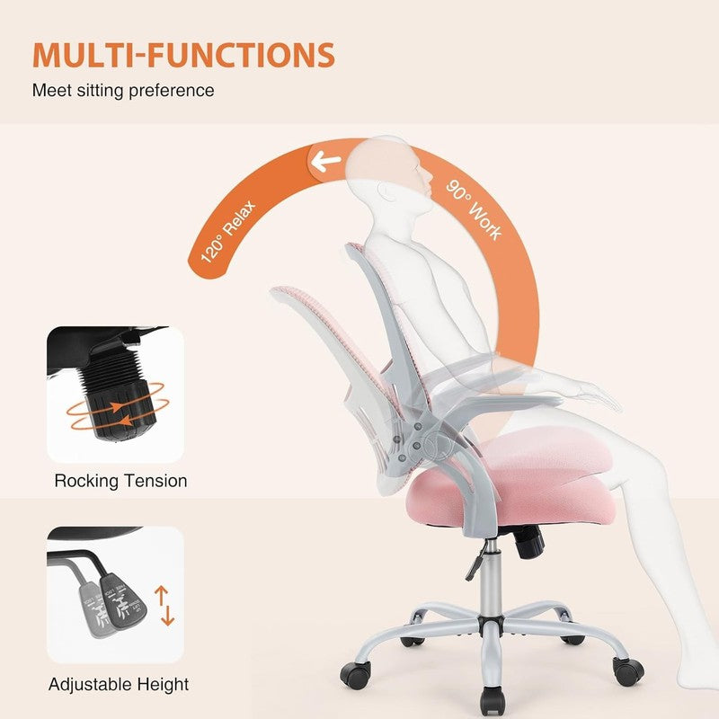 Ergonomic Mesh Office Chair Swivel Mid-Back Lumbar Support Flip-Up Arms2