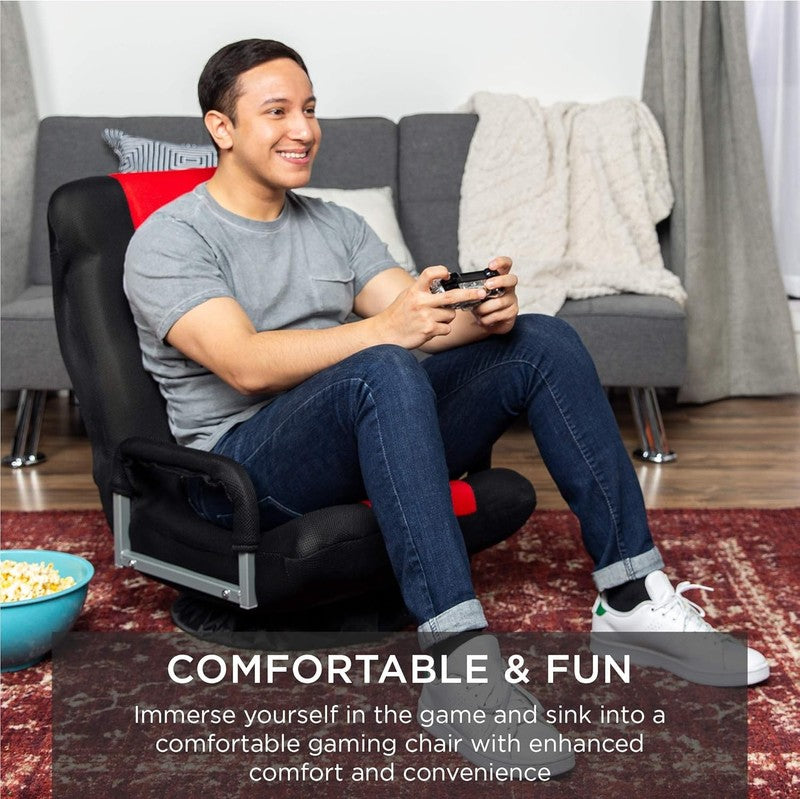 Gaming Floor Rocker Chair 360° Swivel, Lumbar Support Black/Red6