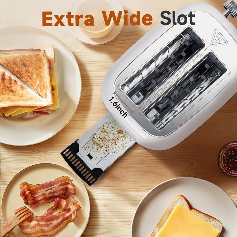 Retro 2 Slice Toaster - Stainless Steel, Wide Slots, Bagel, Crumb Tray3