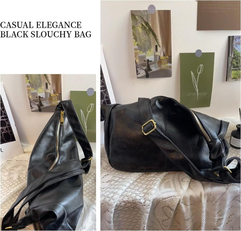 Hobo Bags for Women Vegan Leather Soft Foldable Shoulder Slouchy Tote Purse4