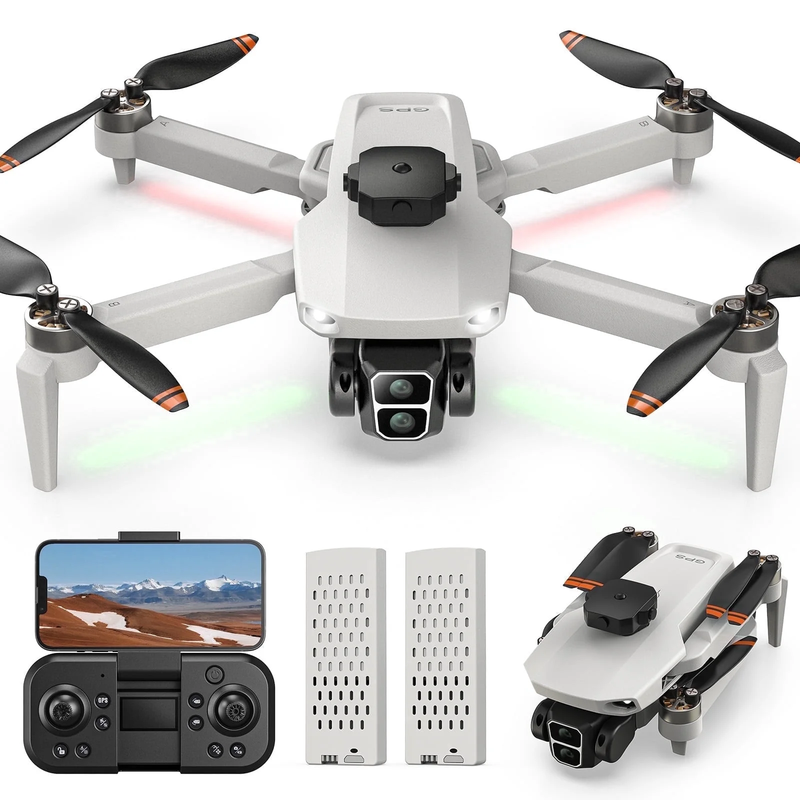 L106 GPS 4K UHD Foldable Drone Brushless RC Quadcopter 2 Batteries White0